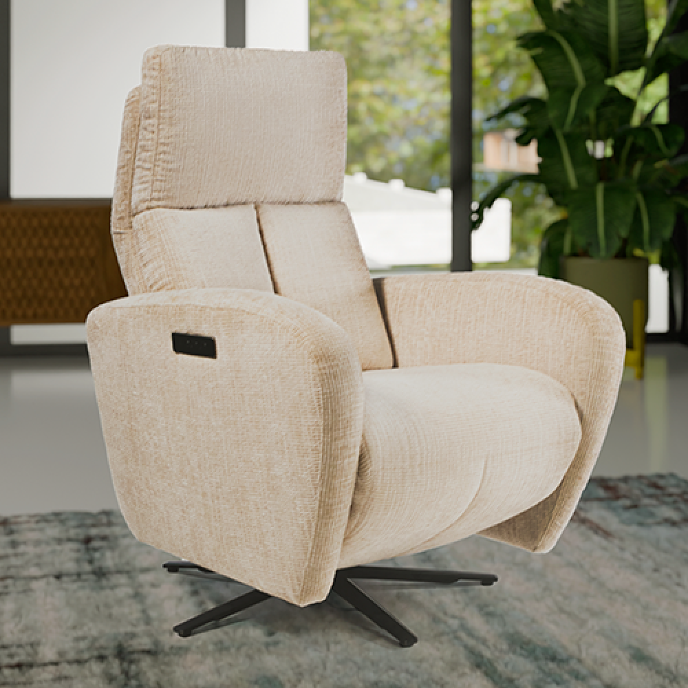 Cadeirão Luísa Relax rotativo com dois motores pés metálicos e bateria