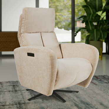 Cadeirão Luísa Relax rotativo com dois motores pés metálicos e bateria